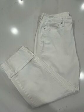 White high rise straight leg cropped cuffed jeans *EUC*